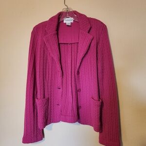 Chadwicks Women's Fuchsia Cable Knit Blazer Jacket
